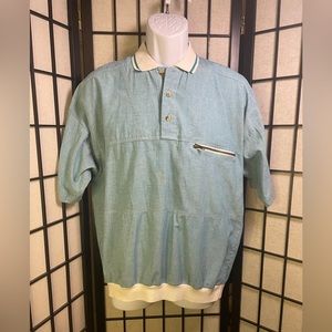 Vintage 70s Huck A Poo Huckapoo Blue Jean Zipper Pocket Collared Polo Shirt